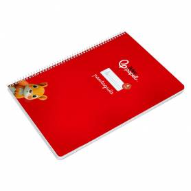 Cuaderno espiral liderpapel di n a4 pautaguia tapa blanda 80h 75 gr cuadro pautado 4mm color rojo - BF116