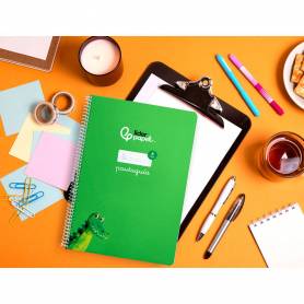 Cuaderno espiral liderpapel di n a4 pautaguia tapa blanda 80h 75 gr cuadro pautado 4mm color verde - BF117