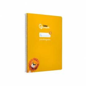 Cuaderno espiral liderpapel di n a4 pautaguia tapa blanda 80h 75 gr cuadro pautado 5mm color amarillo - BF118