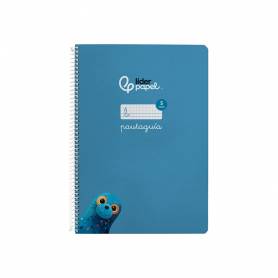 Cuaderno espiral liderpapel di n a4 pautaguia tapa blanda 80h 75 gr cuadro pautado 5mm color azul - BF119