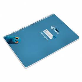 Cuaderno espiral liderpapel di n a4 pautaguia tapa blanda 80h 75 gr cuadro pautado 5mm color azul - BF119
