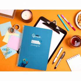 Cuaderno espiral liderpapel di n a4 pautaguia tapa blanda 80h 75 gr cuadro pautado 5mm color azul - BF119