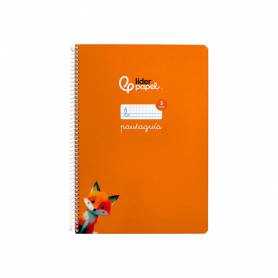 Cuaderno espiral liderpapel di n a4 pautaguia tapa blanda 80h 75 gr cuadro pautado 5mm color naranja - BF121