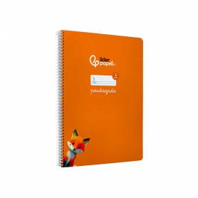 Cuaderno espiral liderpapel di n a4 pautaguia tapa blanda 80h 75 gr cuadro pautado 5mm color naranja - BF121