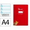 Cuaderno espiral liderpapel din a4 pautaguia tapa blanda 80h 75 gr cuadro pautado 5mm color rojo - BF122
