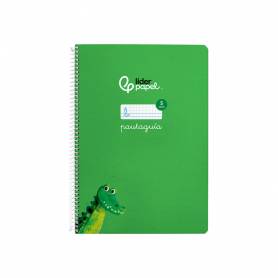 Cuaderno espiral liderpapel di n a4 pautaguia tapa blanda 80h 75 gr cuadro pautado 5mm color verde - BF123