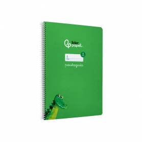 Cuaderno espiral liderpapel di n a4 pautaguia tapa blanda 80h 75 gr cuadro pautado 5mm color verde - BF123