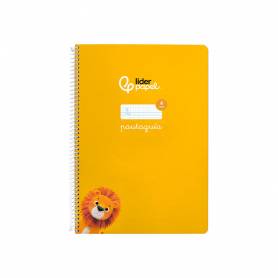 Cuaderno espiral liderpapel din a4 pautaguia tapa dura 80h 90 gr cuadro pautado 4mm color amarillo - BF136