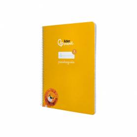 Cuaderno espiral liderpapel din a4 pautaguia tapa dura 80h 90 gr cuadro pautado 4mm color amarillo - BF136