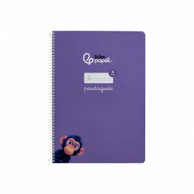 Cuaderno espiral liderpapel din a4 pautaguia tapa dura 80h 90 gr cuadro pautado 4mm color lila - BF138