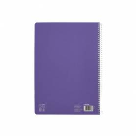 Cuaderno espiral liderpapel din a4 pautaguia tapa dura 80h 90 gr cuadro pautado 4mm color lila - BF138