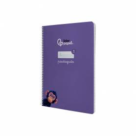 Cuaderno espiral liderpapel din a4 pautaguia tapa dura 80h 90 gr cuadro pautado 4mm color lila - BF138