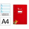 Cuaderno espiral liderpapel din a4 pautaguia tapa dura 80h 90 gr cuadro pautado 4mm color rojo - BF140