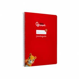 Cuaderno espiral liderpapel din a4 pautaguia tapa dura 80h 90 gr cuadro pautado 4mm color rojo - BF140