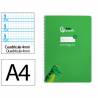 Cuaderno espiral liderpapel din a4 pautaguia tapa dura 80h 90 gr cuadro pautado 4mm color verde - BF141