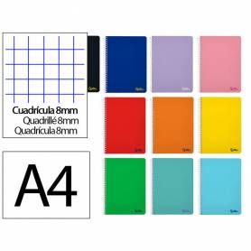 Cuaderno espiral liderpapel din a4 smart tapa blanda 80h 75gr cuadro 8 mm con margen colores surtidos - BF08