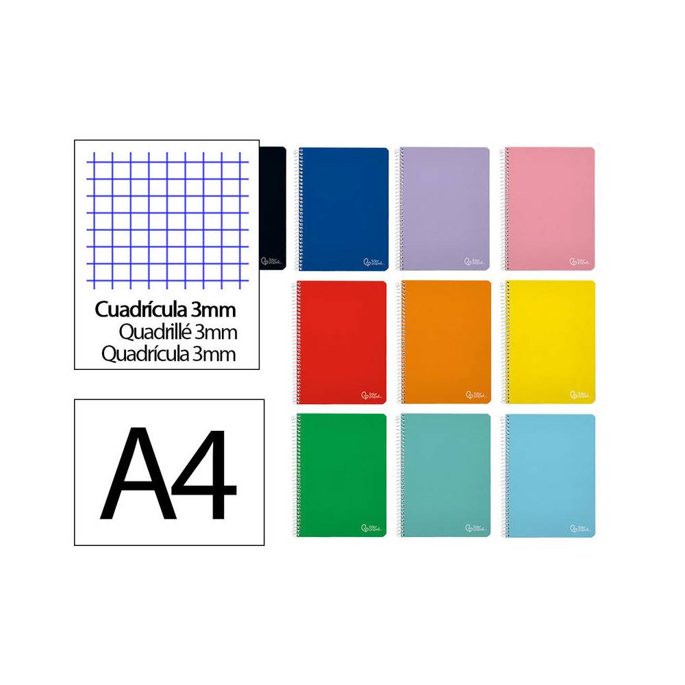 Cuaderno espiral liderpapel din a4 witty tapa dura 80h 90gr cuadro 3mm con margen colores surtidos - BF31