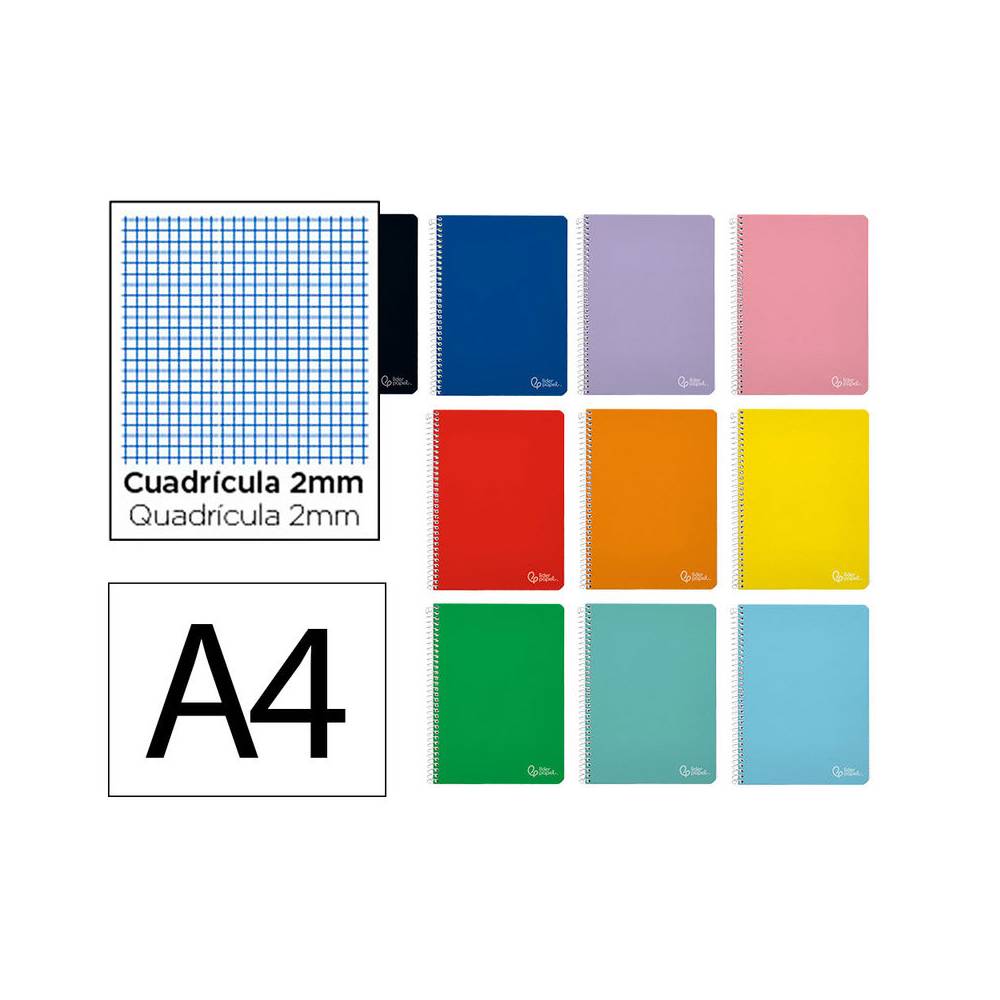 Cuaderno espiral liderpapel din a4 witty tapa dura 80h 90gr milimetrado 2mm colores surtidos - BF44