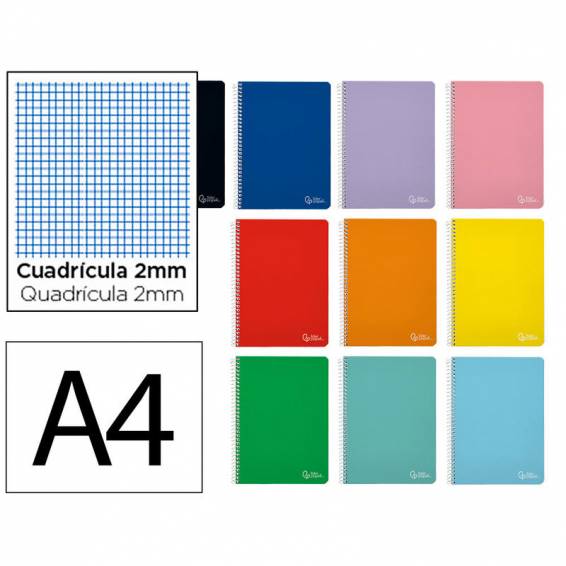 Cuaderno espiral liderpapel din a4 witty tapa dura 80h 90gr milimetrado 2mm colores surtidos - BF44