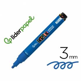 Rotulador liderpapel acrylic base agua todo tipo de superficie punta redonda 3 mm azul - RT48