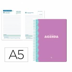 Agenda escolar liderpapel 25-26 espiral classic morado dia pagina a5 bilingüe papel fsc 70 gr - LP563
