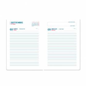 Agenda escolar liderpapel 25-26 espiral waves rojo dia pagina a5 bilingüe papel fsc 80 gr - LP580