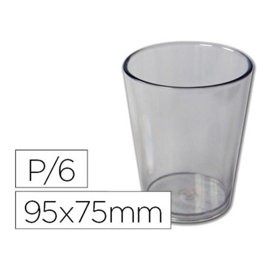 Vaso de abs transparente con borde grueso redondeado apto microondas y lavavajillas 95x75 mm pack de 6 unidades