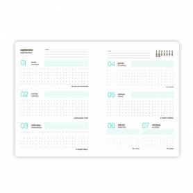 Agenda escolar liderpapel 25-26 espiral melting verde semana vista a5 bilingüe papelfsc 80 gr - LP601