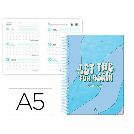 Agenda escolar liderpapel 25-26 espiral zante dia pagina a5 bilingüe papel fsc 80 gr - LP611 Agenda escolar liderpapel 25-26 espiral zante dia pagina a5 bilingüe papel fsc 80 gr - LP611