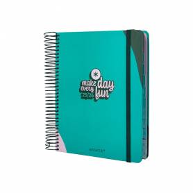 Agenda escolar antartik 25-26 espiral fun day turquesa dia pagina a5 bilingüe papel fsc 80 gr - LP650