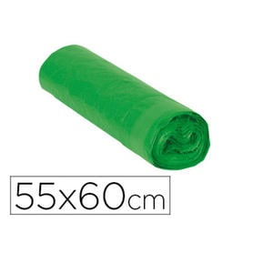 Bolsa basura domestica verde con autocierre 55 x 60 cm rollo de 15 bolsas