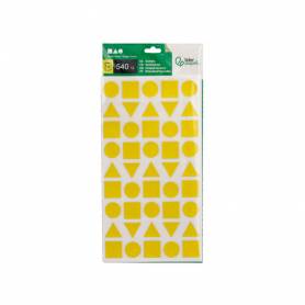 Gomets liderpapel figuras surtidas bolsa de 12 hojas figuras geometricas medianas colores surtidos - GT04
