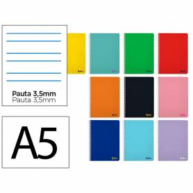 Cuaderno espiral liderpapel din a5 smart tapa blanda 80h 75gr rayado montessori 3,5mm colores surtidos - BC50