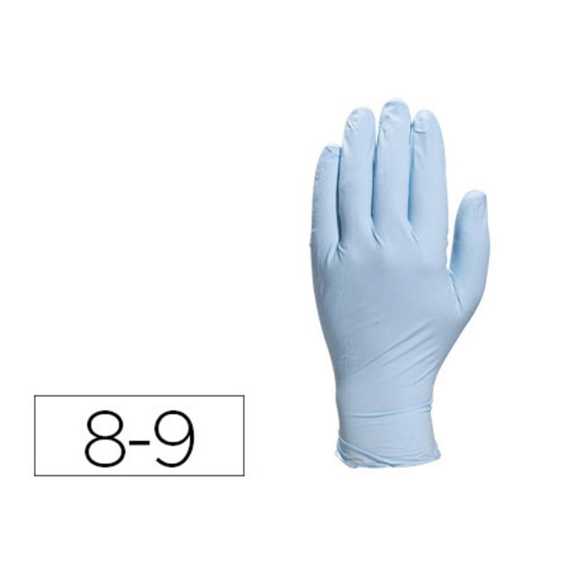 Guantes deltaplus de nitrilo desechable especial para trabajos de corta duracion caja de 100 talla 8-9