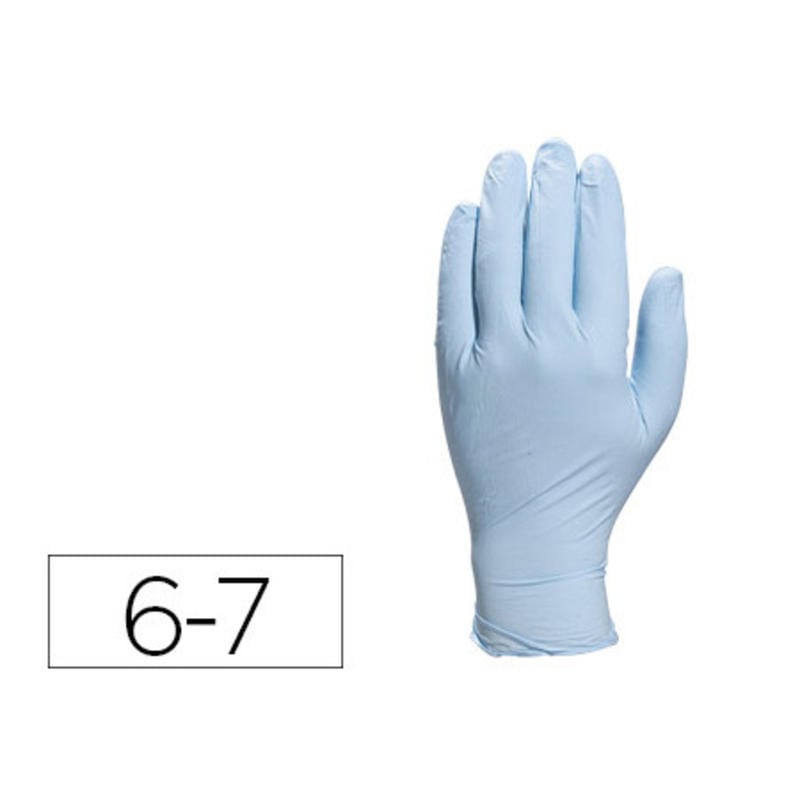 Guantes deltaplus de nitrilo desechable especial para trabajos de corta duracion caja de 100 talla 6-7