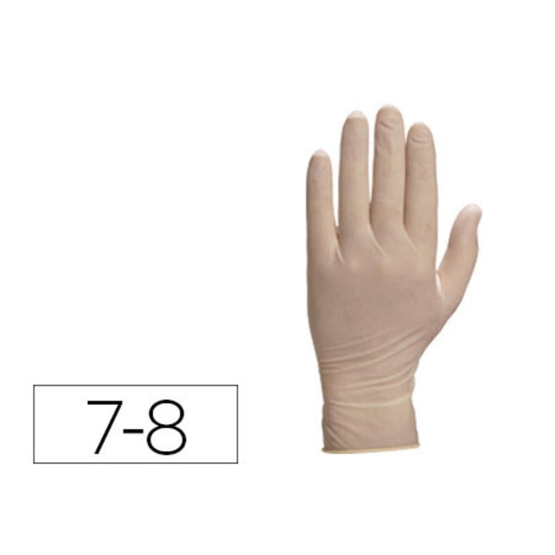 Guantes deltaplus de latex desechable especial para trabajos de corta duracion caja de 100 talla 7-8