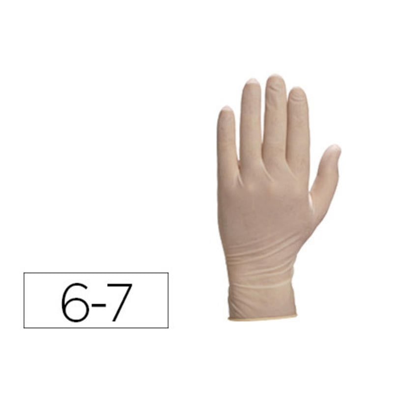 Guantes deltaplus de latex desechable especial para trabajos de corta duracion caja de 100 talla 6-7