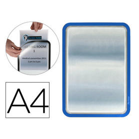 Marco porta anuncios tarifold magneto din a4 dorso adhesivo removible color azul pack de 2 unidades