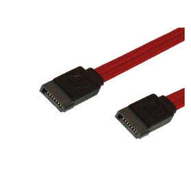 Cable de datos mediarange sata 2.0 3 gb/sec longitud 0,3 mt conectores en negro y cable en color rojo sata 7