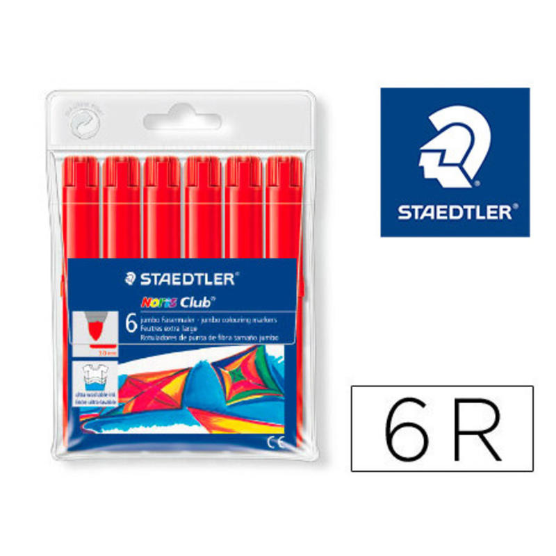 Rotulador staedtler color jumbo trazo 3 mm cajas unicolor rojo