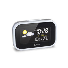 Reloj despertador orium digital con estacion meteorologica negro/plata 12x3,5x7,7 cm