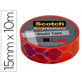 Cinta adhesiva scotch washi tapes papel de arroz fantasia baldosa rosa 10 mt x 15 mm