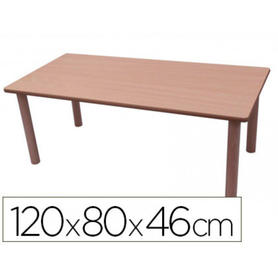 Mesa madera mobeduc t1 rectangular con tapa laminada haya 120x80 cm