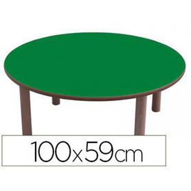 Mesa redonda mobeduc t3 tapa en laminado y mdf patas en madera de haya diametro 100 cm talla 0-3