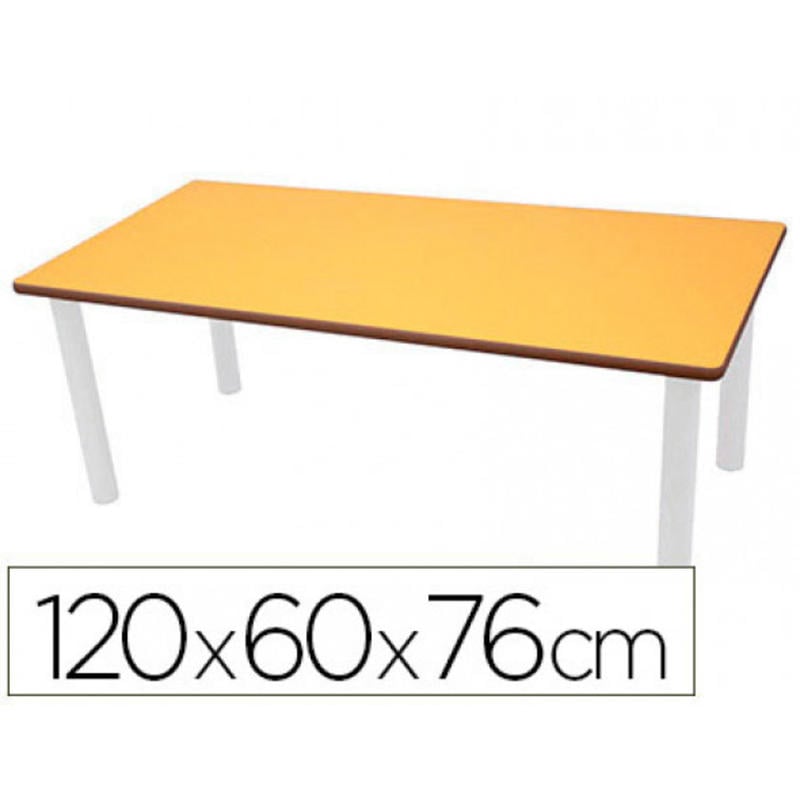 Mesa rectangular mobeduc t6 patas de tubo metal tablero mdf laminado 120x60 cm