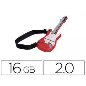 Memoria usb techonetech flash drive 16 gb 2.0 guitarra red one