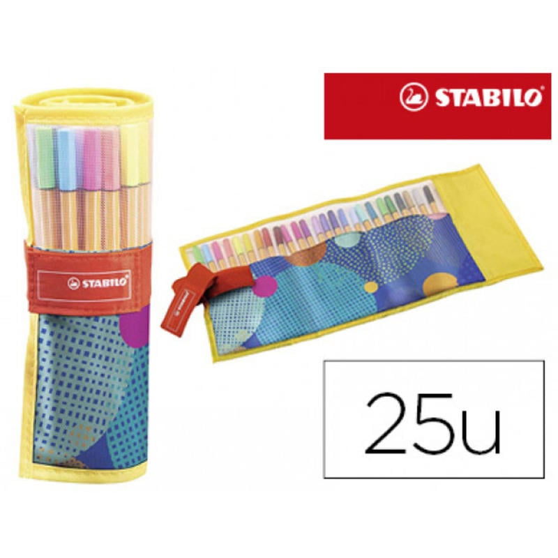 Rotulador stabilo punta de fibra point 88 just like you estuche rollerset de 25 unidades colores surtidos