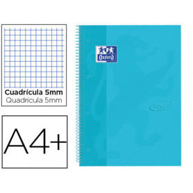 Cuaderno espiral oxford ebook 1 tapaextradura din a4+ 80 hojas cuadro 5 mm con margen bebe touch