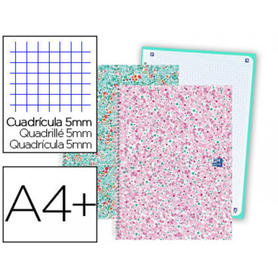 Cuaderno espiral oxford europeanbook 1 bloom tapa extradura din a4+ 80 hojas cuadro 5 mm con margen bloom