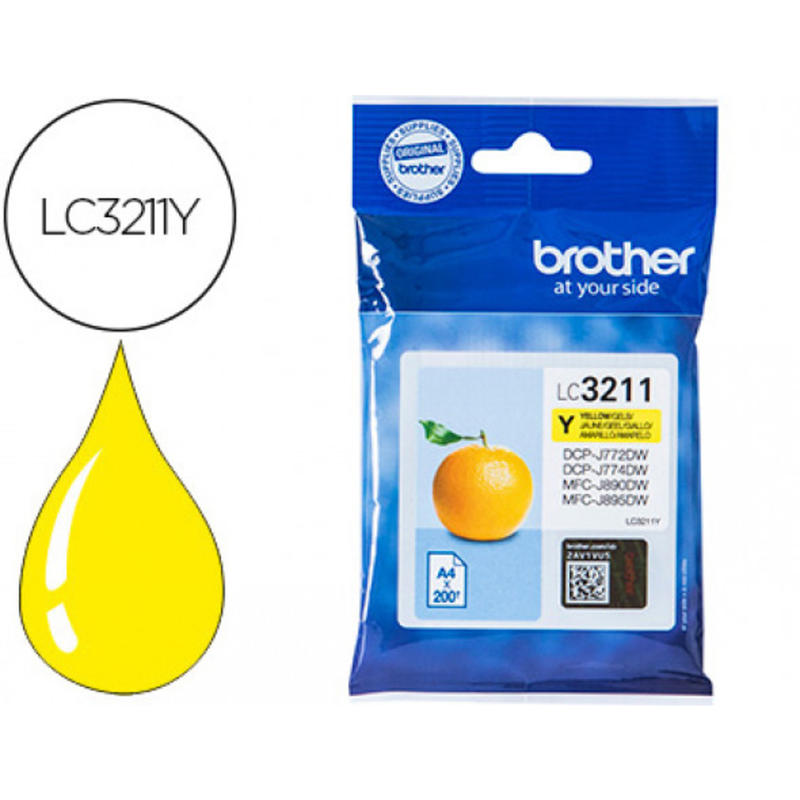 Ink-jet brother lc3211y dcp-j572 / dcp-j772 / dcp-j774 / mfc-j890 / mfc-j895 amarillo 200 pag